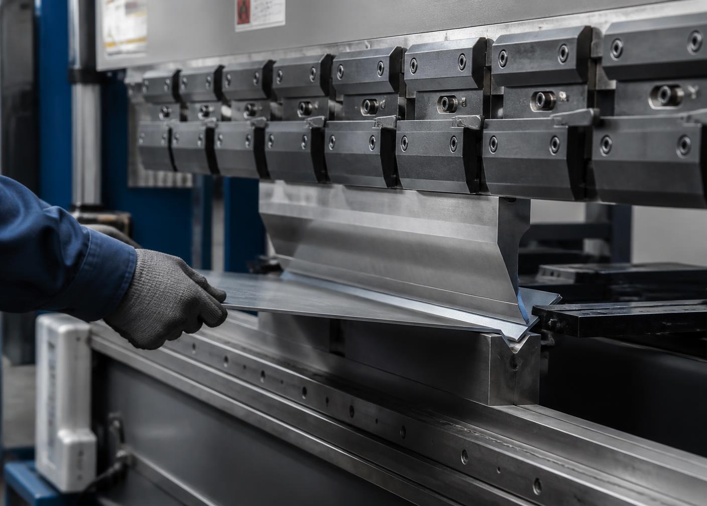 Sheet metal being formed on a press brake